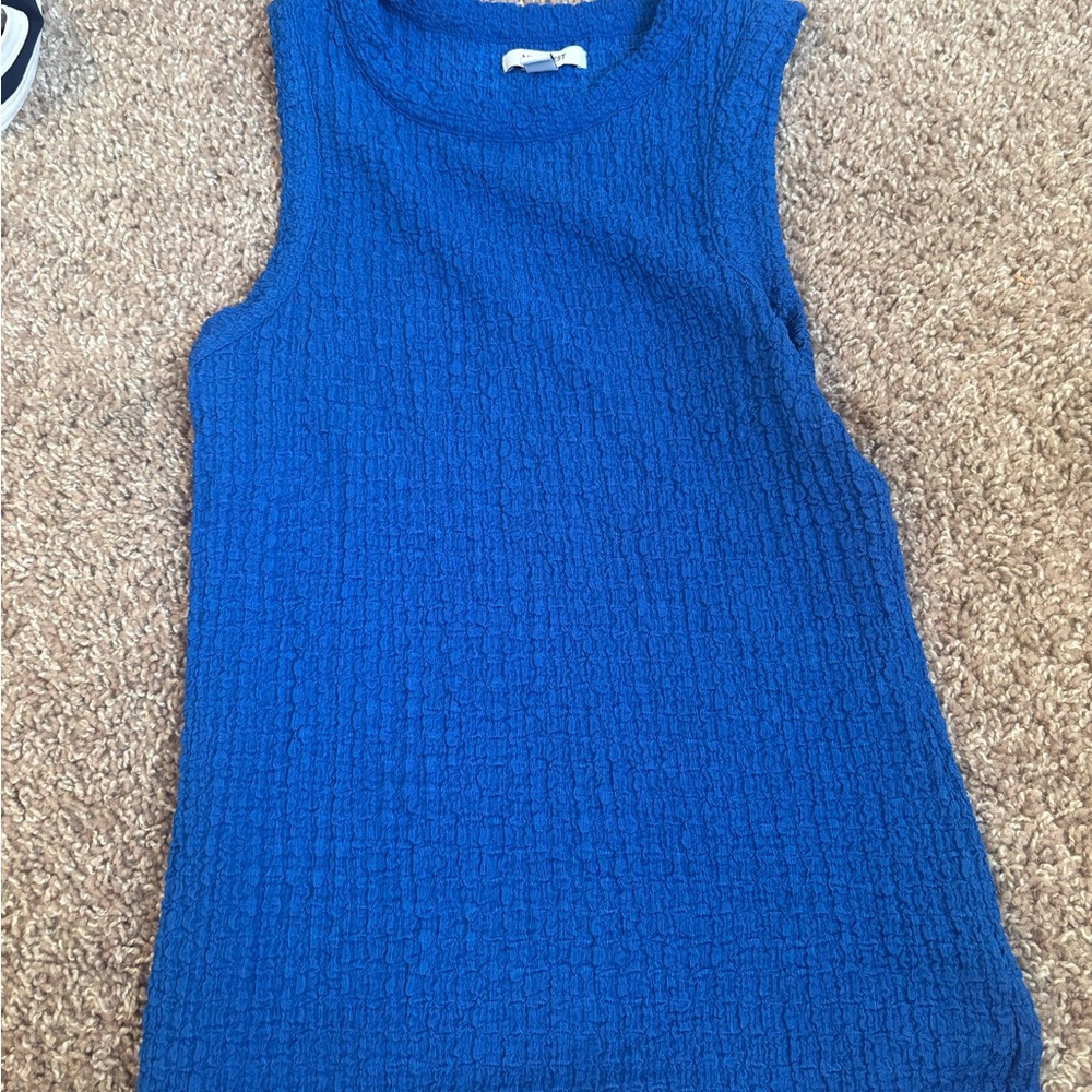 Nine West Royal Blue Textured Crewneck Tank